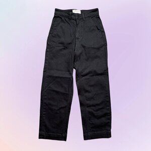 Everlane The Straight Leg Crop SHORT High Rise Canvas Cotton Black Pants Size 0